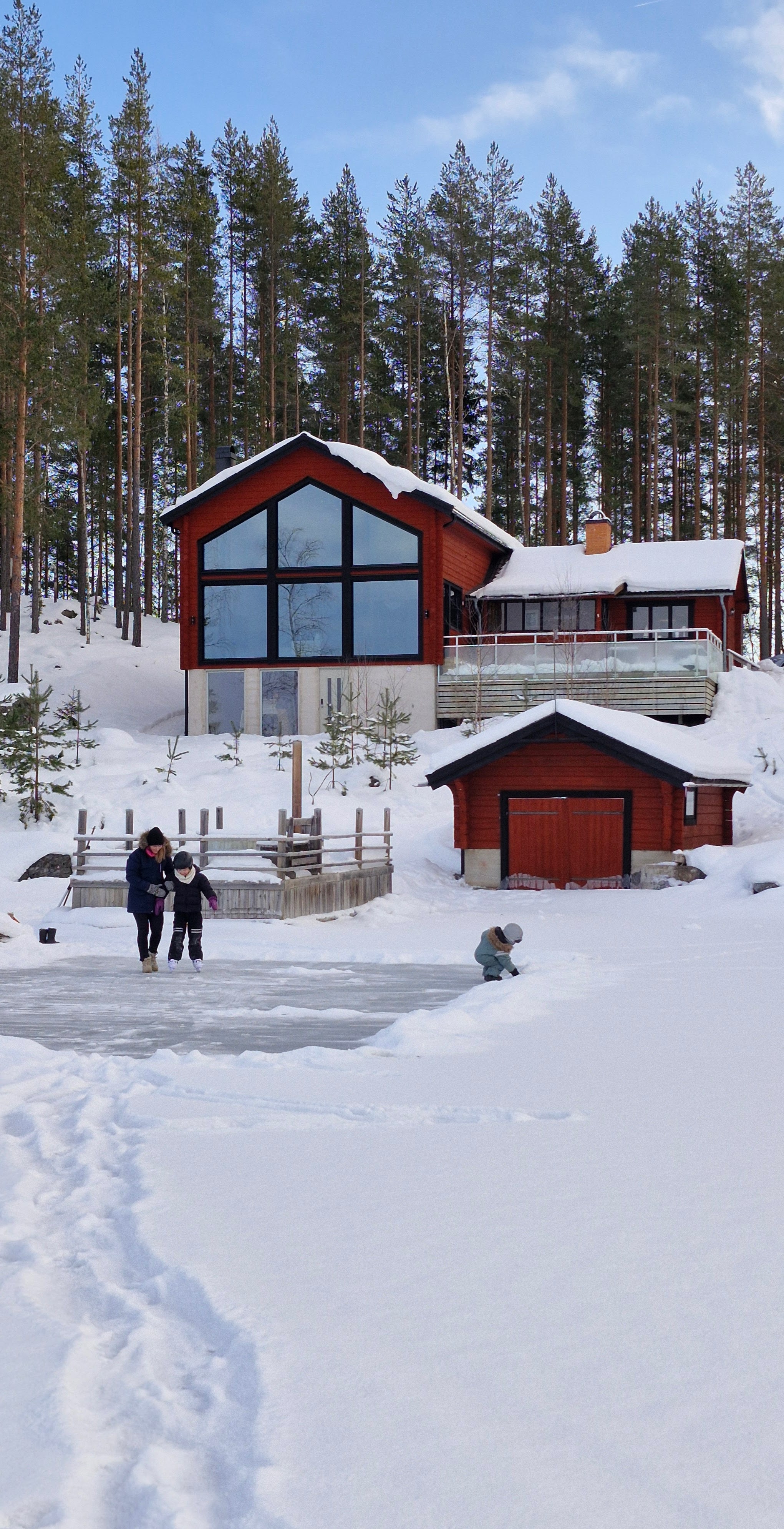 Lake House Dalarna from the frozen lake